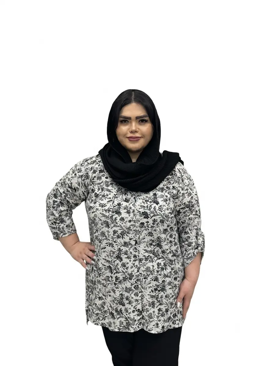 شومیز گلدار سایز بزرگ زنانه (تن خور آزاد و خنک)